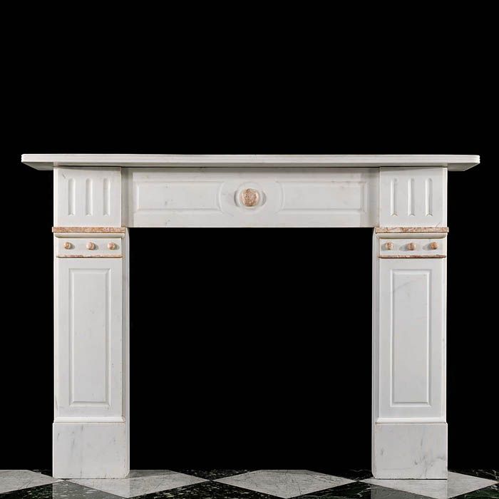 Antique Victorian white statuary marble chimneypiece 
