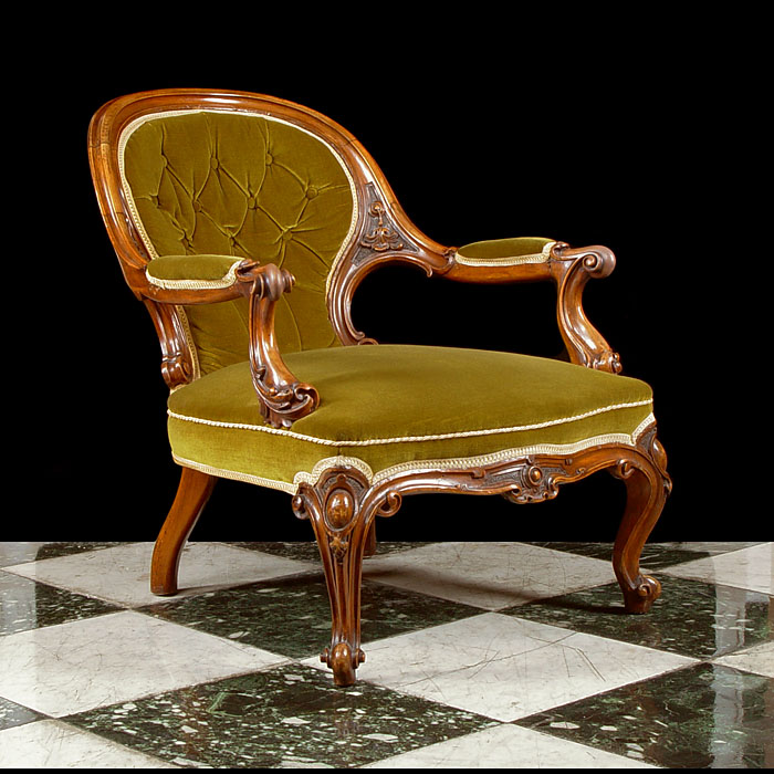 A Mahogany Victorian Spoonback Armchair