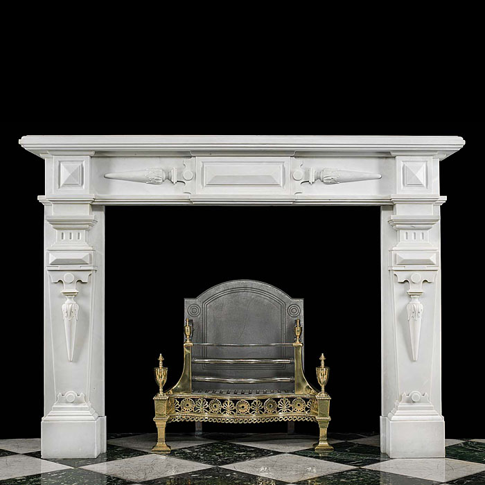 A Large Jacobean style Antique Marble Fireplace Surround