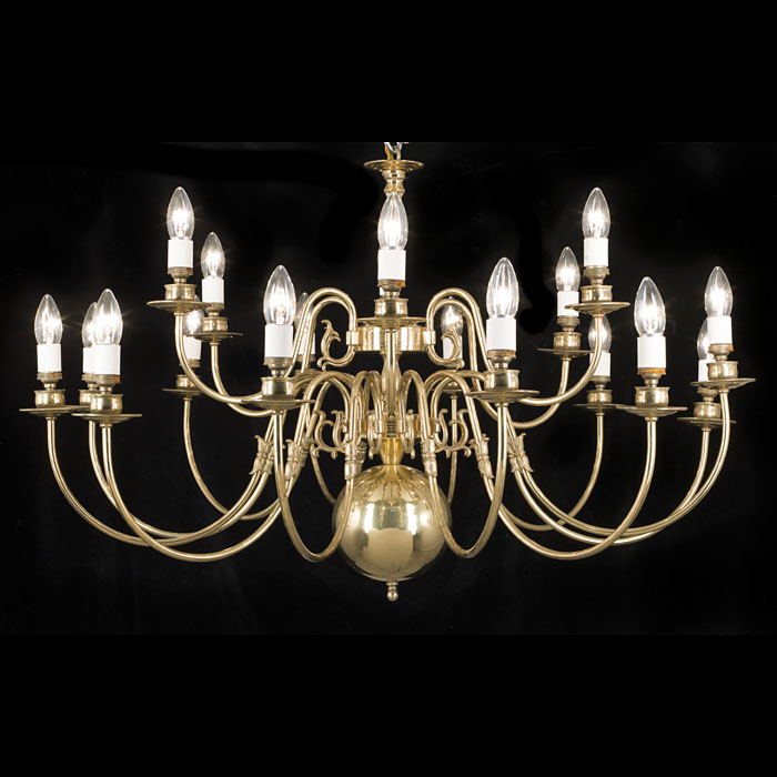 A Large Baroque Style Brass Chandelier