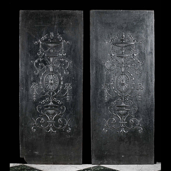 A Pair of French Cast Iron Fireplace Panels