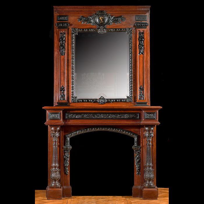 A French Rosewood And Ebony Chimneypiece 