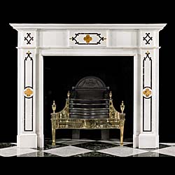 An Inlaid Marble Gothic Revival Fireplace