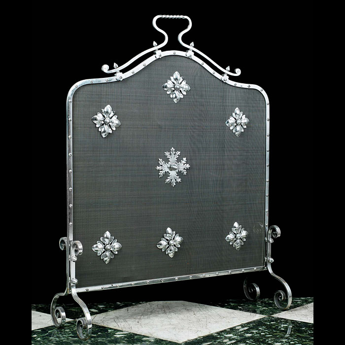 Arts and Crafts polished steel antique fire screen    