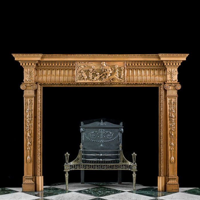 A Pine Neoclassical Style Fireplace Surround