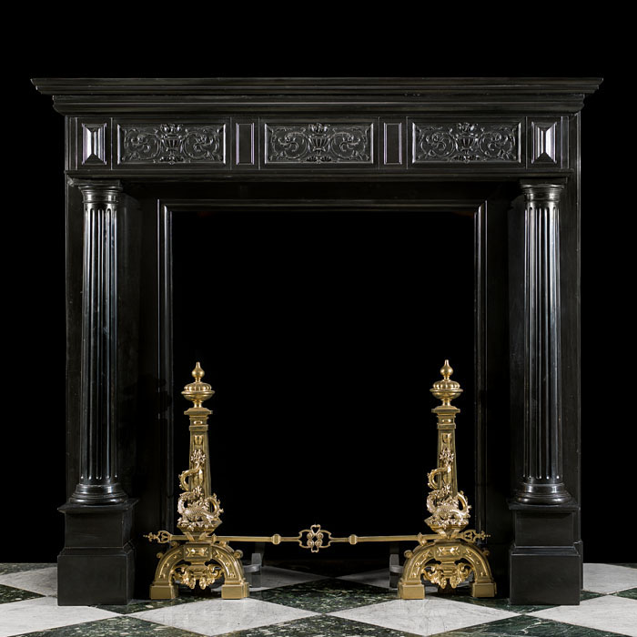 A Flemish Black Marble Antique Chimneypiece 