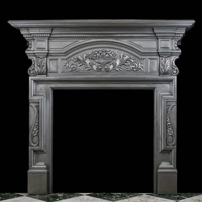 A Cast Iron Victorian Tall Fireplace Mantel 