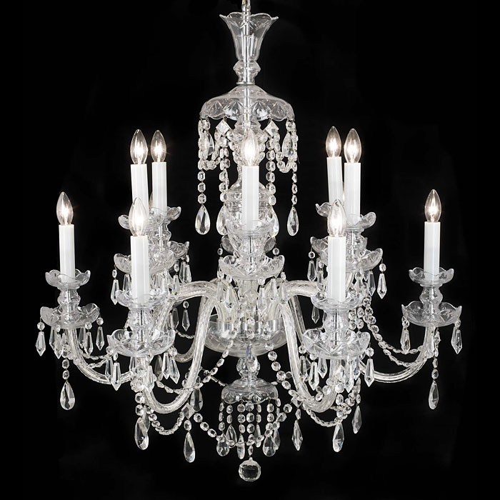 Large Cut Glass Neoclassical Style Chandelier