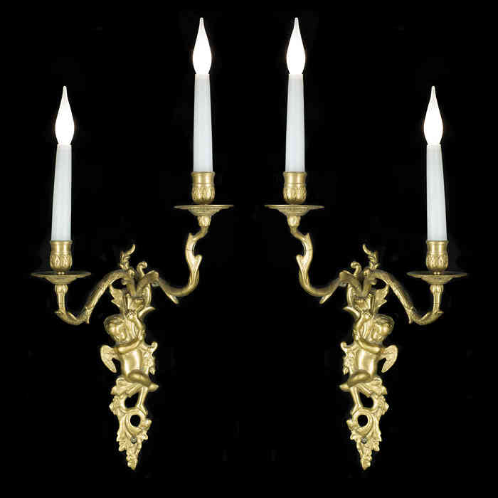 Twin Branch Pair of Rococo Style Wall Lights