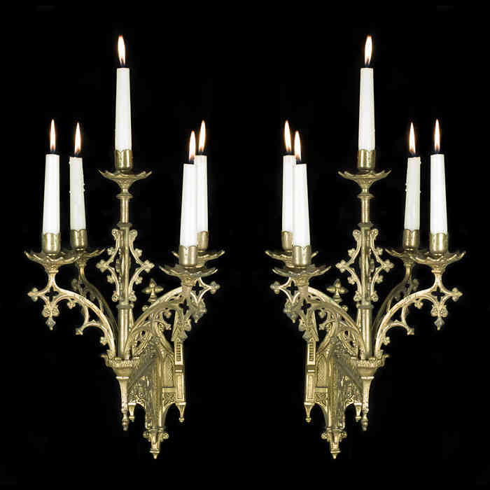 Pugin Style Silver Plated Wall Lights
