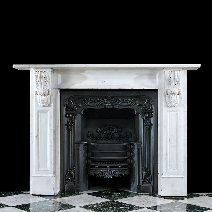 A Victorian Statuary Marble Corbel Fireplace