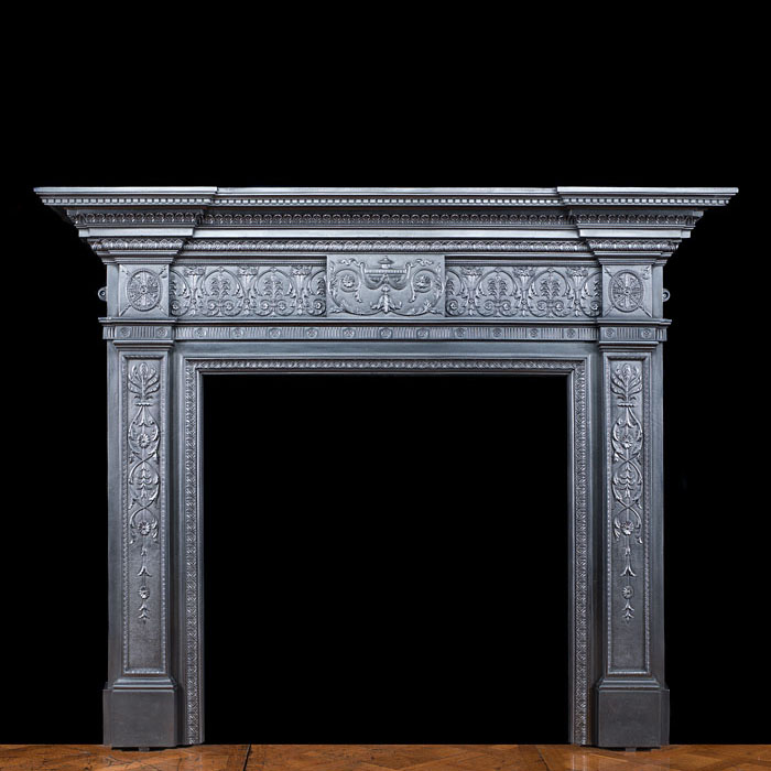 A Neoclassical style cast iron fireplace