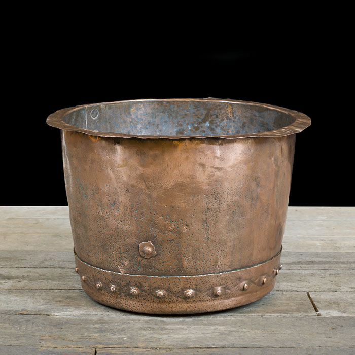  A burnished copper 19th century log bin  
