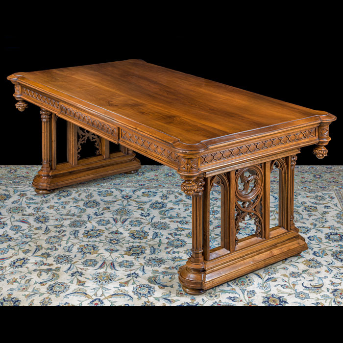 An Ornate Gothic Revival Walnut Table