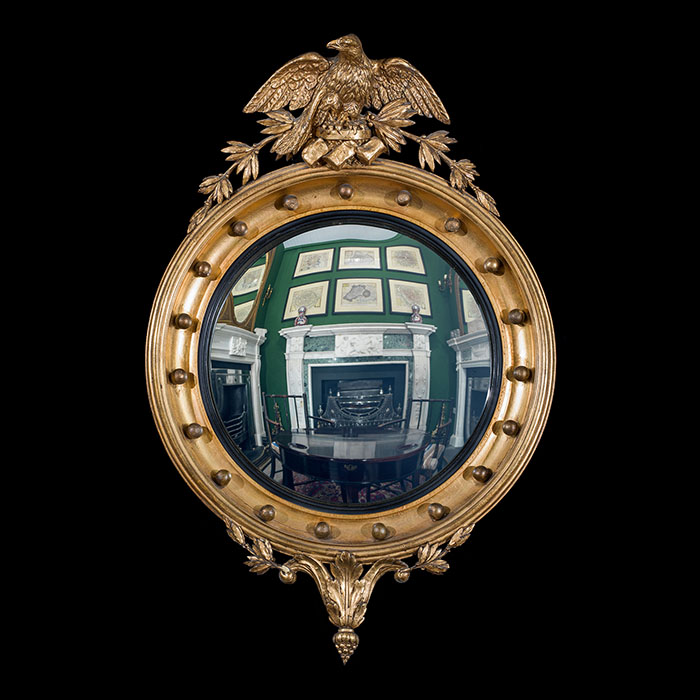  A Regency Convex Mirror with Ho Ho Bird 