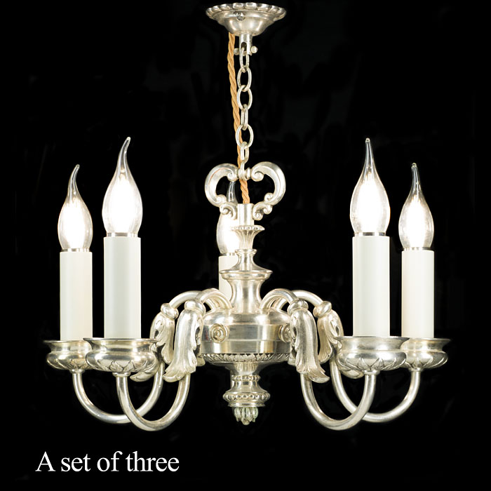 Set of Three Silver Plated Chandeliers 