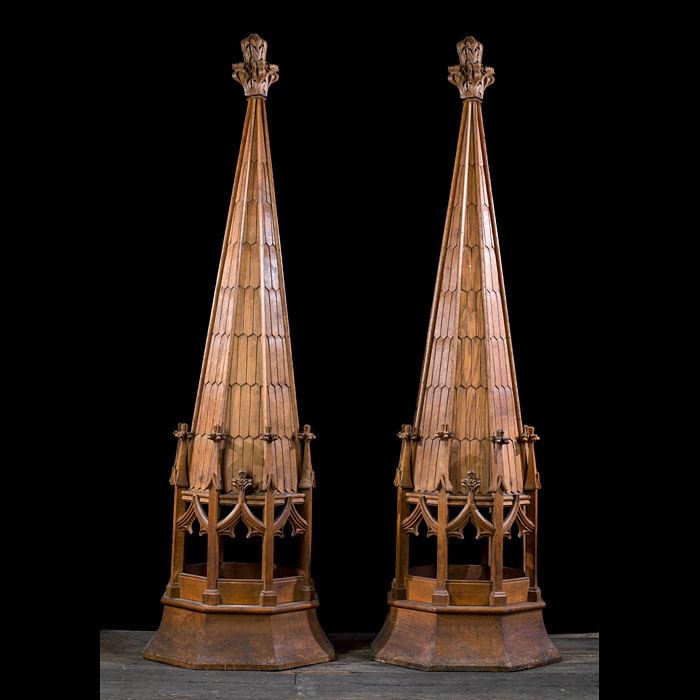  Monumental Gothic Oak Obelisks 