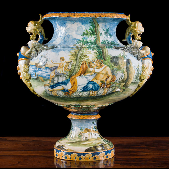  19th Century Maiolica Hand Painted Vase 