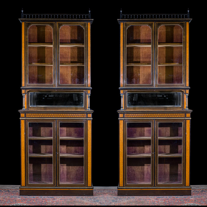  Pair of Specimen Wood Aesthetic Cabinets 