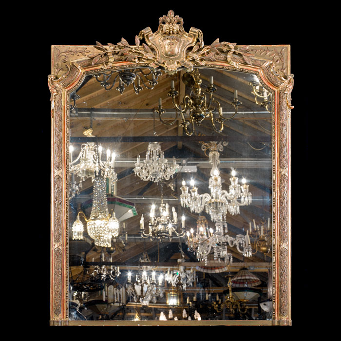French Louis XVI Gilt Overmantel Mirror 
