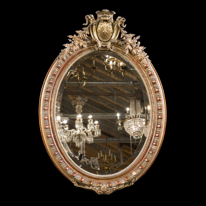 French Gilt Oval Wall Mirror