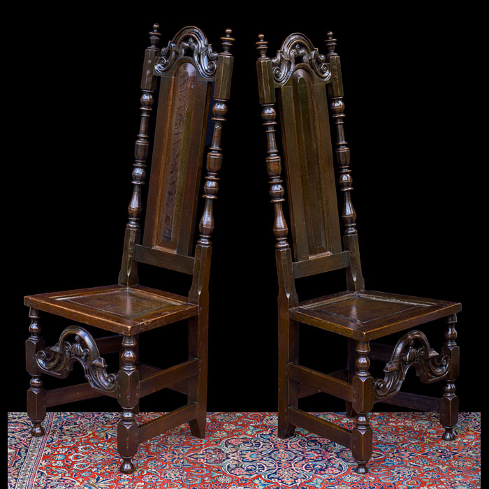  Pair of Oak 17th Century Carolean Chairs 
