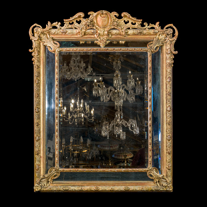 19th Century Baroque Style Cushion Mirror 