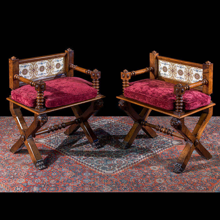 Pair of Victorian Italianate Hall Chairs 