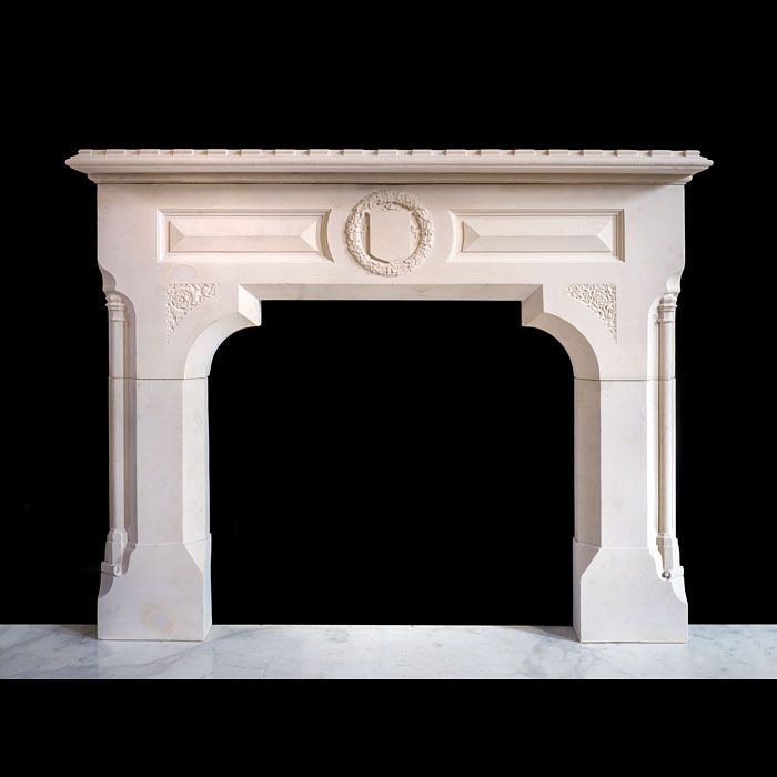 Fine Gothic Revival Stone Fireplace 