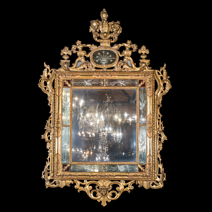 Large Venetian Mirror with Marginal Plates 