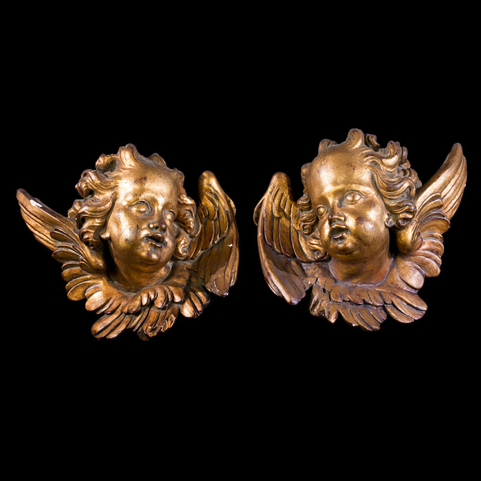 Italian Gilded Wall Appliques of Angels 