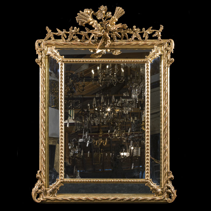 Antique Gilt Wall Mirror with Marginal Plates
