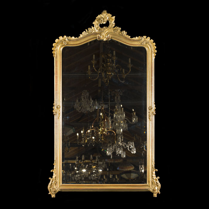 Antique Rococo Overmantel Mirror 