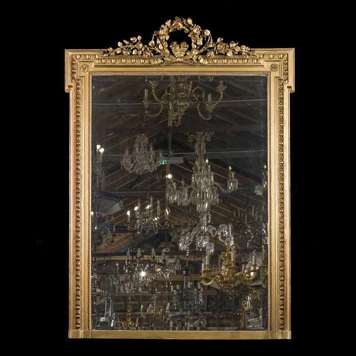 Large Louis XVI Gilt Overmantel Mirror 