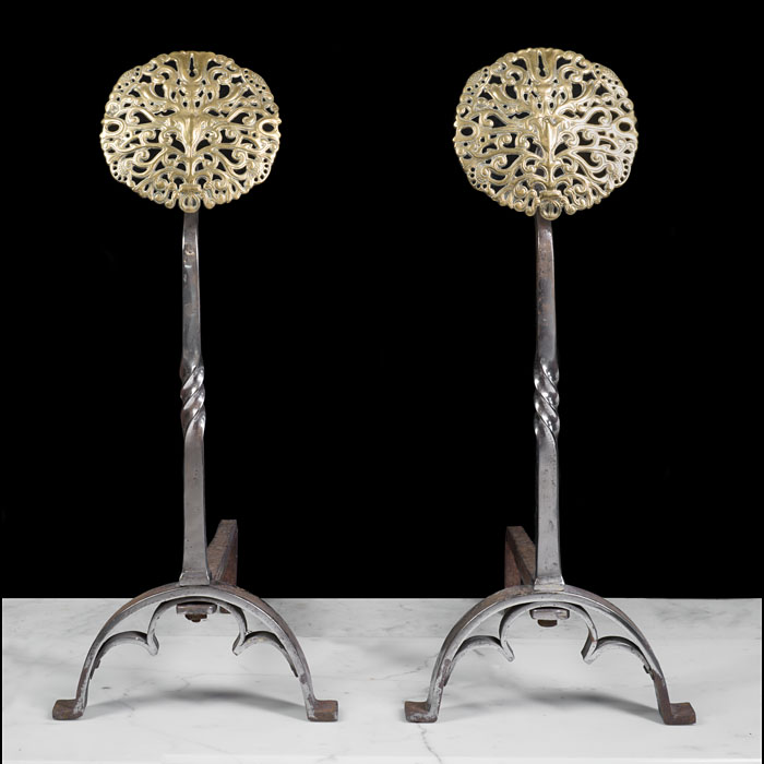 Arts and Crafts Manner of EW Gimson Andirons 