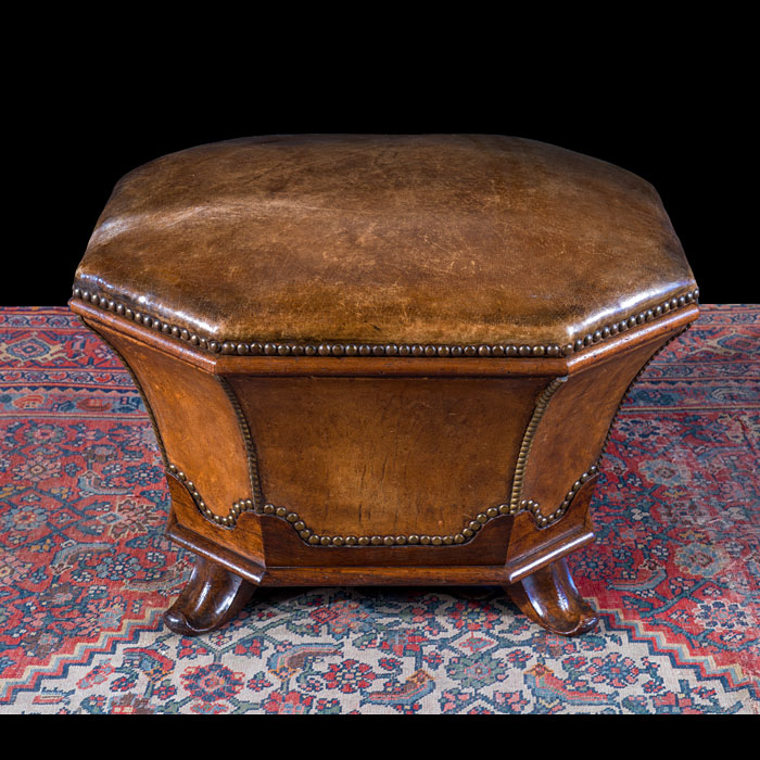  William IV Leather-Clad Rosewood Box Stool 