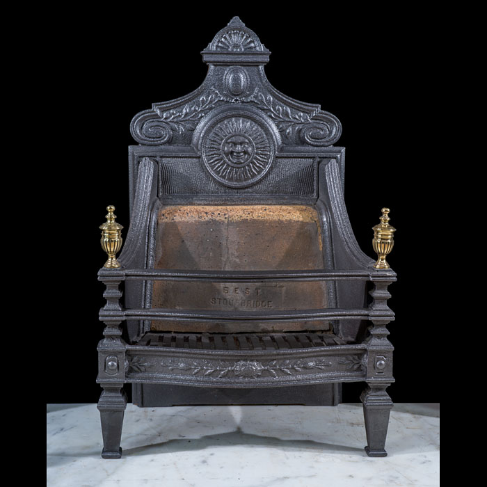 Aesthetic Movement Cast Iron Fire Basket with Sunburst 