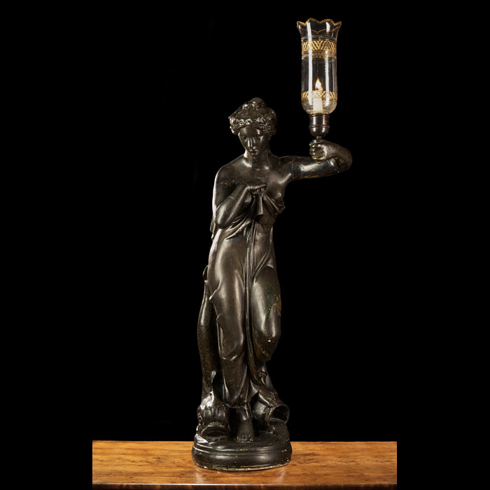 Humphrey Hopper Plaster Figure Holding a Lamp 