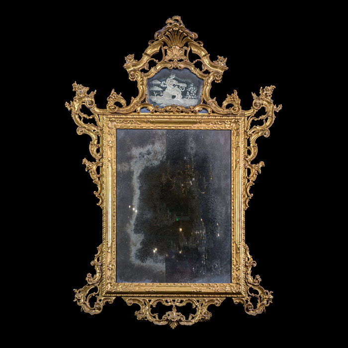  Fine and Large Venetian Giltwood Mirror 