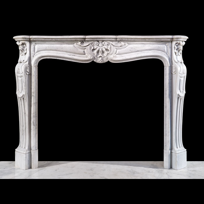 French Rococo Carrara Marble Fireplace 