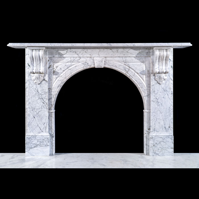 Carrara Marble Arched Victorian Fireplace 