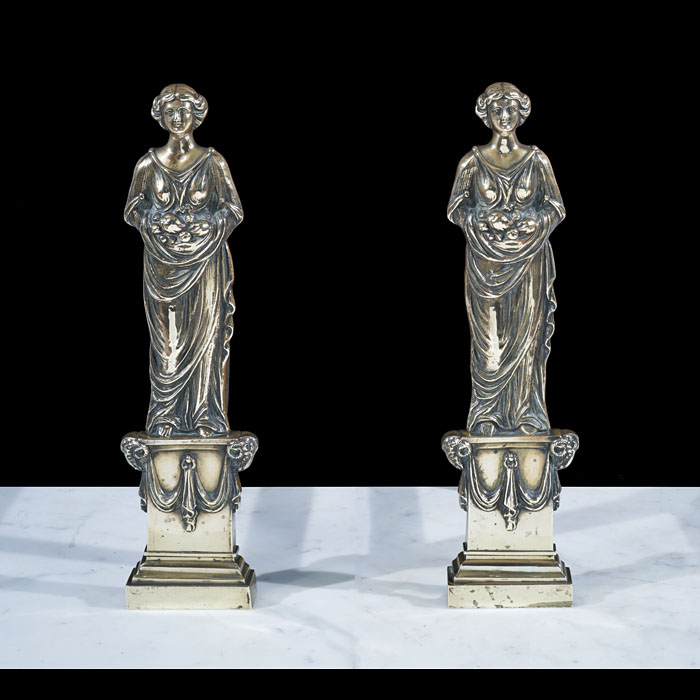 A Pair of Georgian Brass Figural Andirons