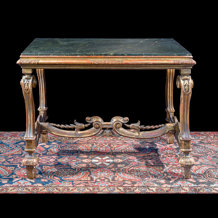 Northern Italian Giltwood Console Table with Faux Marble Top 