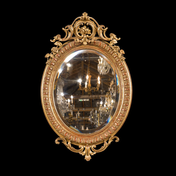 French 19th Century Gilt Gesso Oval Wall Mirror 