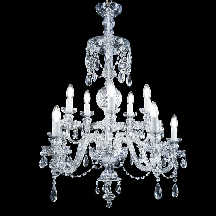 Large Cut Glass Chandelier with Ten Branches </h1?