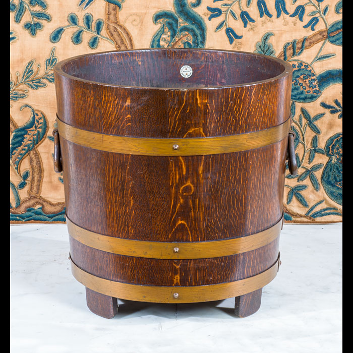 Charming Oak Bronze Bound Log Bin 