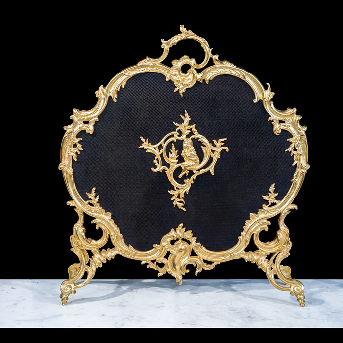 French Gilt Firescreen in Rococo Style 