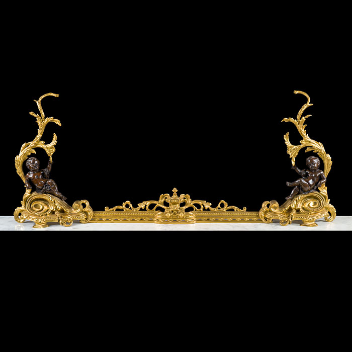 A Gilt Bronze French Rococo Adjustable Fender 