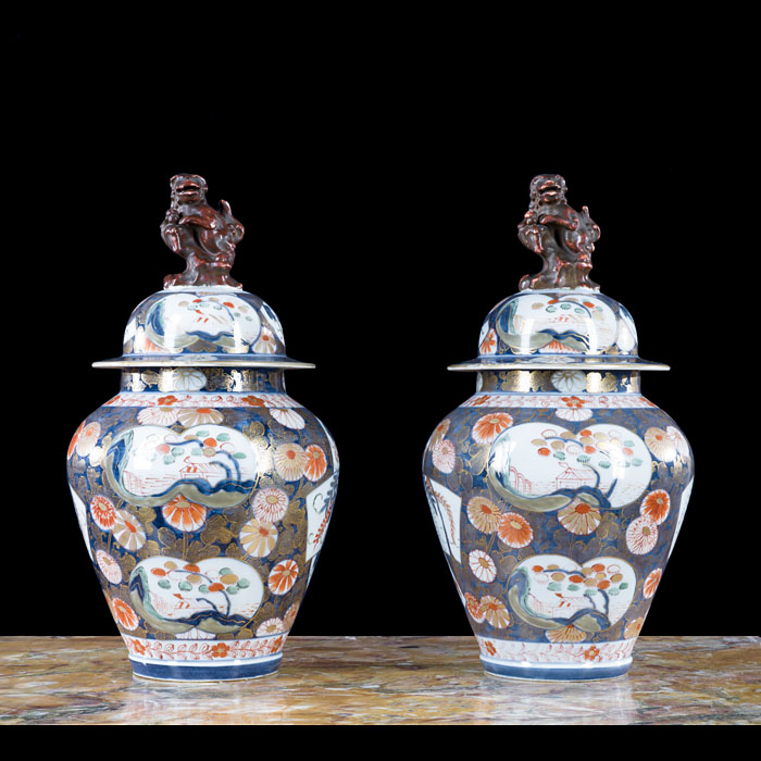 Fine Pair of Meiji Period Hand-painted Vases 