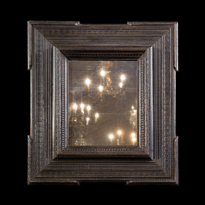 Large 17th Century Dutch Ebonised Ripple Frame Mirror 